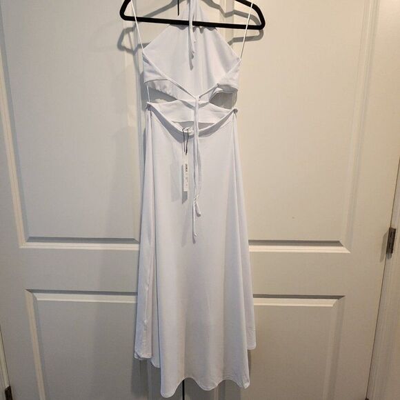 Susana Monaco Size L - High-low Cut Out Tie Back Halter Dress  White/Sugar $198 - Picture 8 of 10